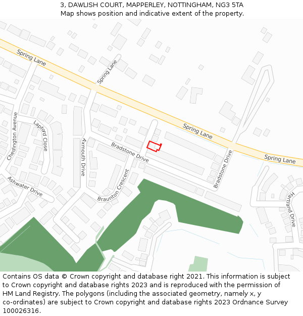 3, DAWLISH COURT, MAPPERLEY, NOTTINGHAM, NG3 5TA: Location map and indicative extent of plot