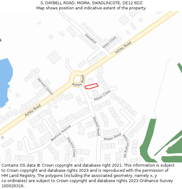 3, DAYBELL ROAD, MOIRA, SWADLINCOTE, DE12 6DZ: Location map and indicative extent of plot