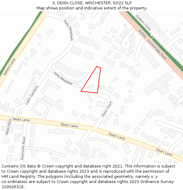 3, DEAN CLOSE, WINCHESTER, SO22 5LP: Location map and indicative extent of plot