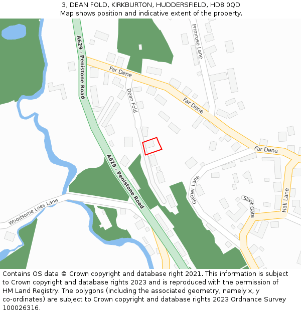 3, DEAN FOLD, KIRKBURTON, HUDDERSFIELD, HD8 0QD: Location map and indicative extent of plot