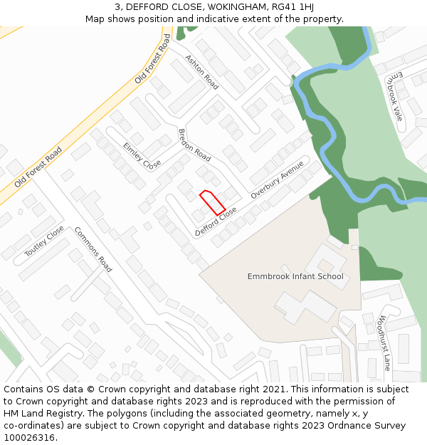 3, DEFFORD CLOSE, WOKINGHAM, RG41 1HJ: Location map and indicative extent of plot