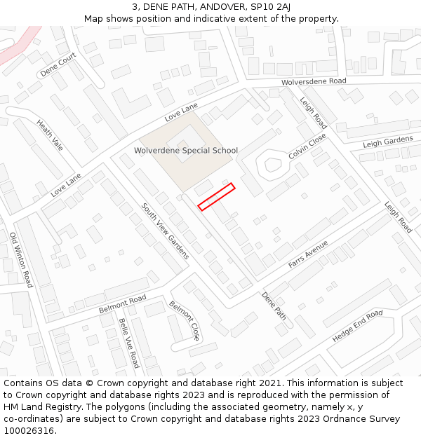 3, DENE PATH, ANDOVER, SP10 2AJ: Location map and indicative extent of plot