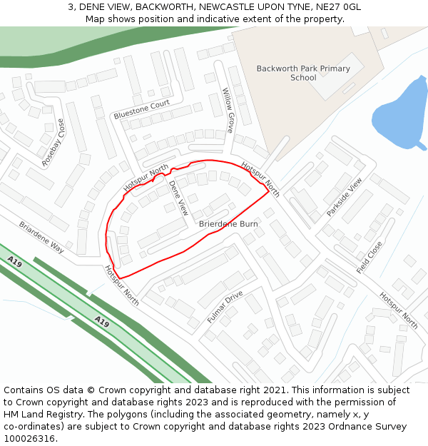 3, DENE VIEW, BACKWORTH, NEWCASTLE UPON TYNE, NE27 0GL: Location map and indicative extent of plot