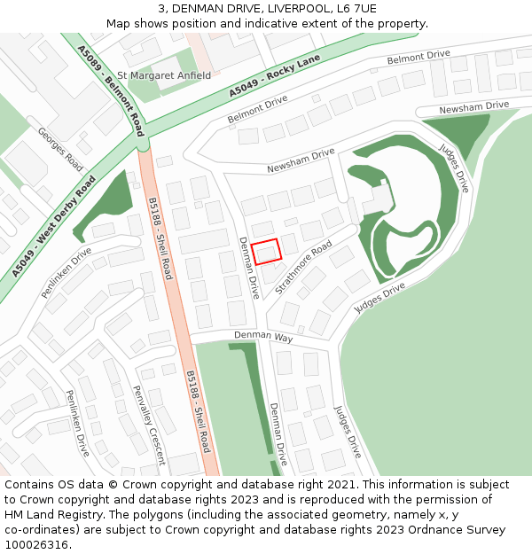 3, DENMAN DRIVE, LIVERPOOL, L6 7UE: Location map and indicative extent of plot