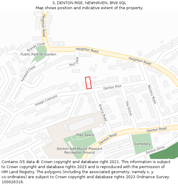 3, DENTON RISE, NEWHAVEN, BN9 0QL: Location map and indicative extent of plot