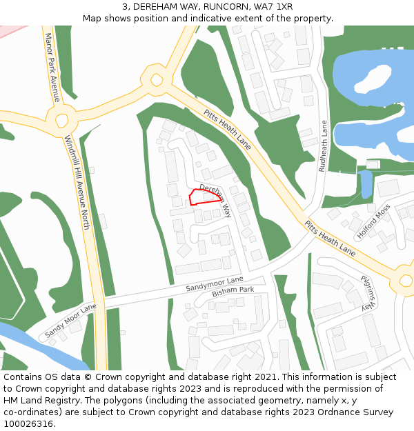 3, DEREHAM WAY, RUNCORN, WA7 1XR: Location map and indicative extent of plot