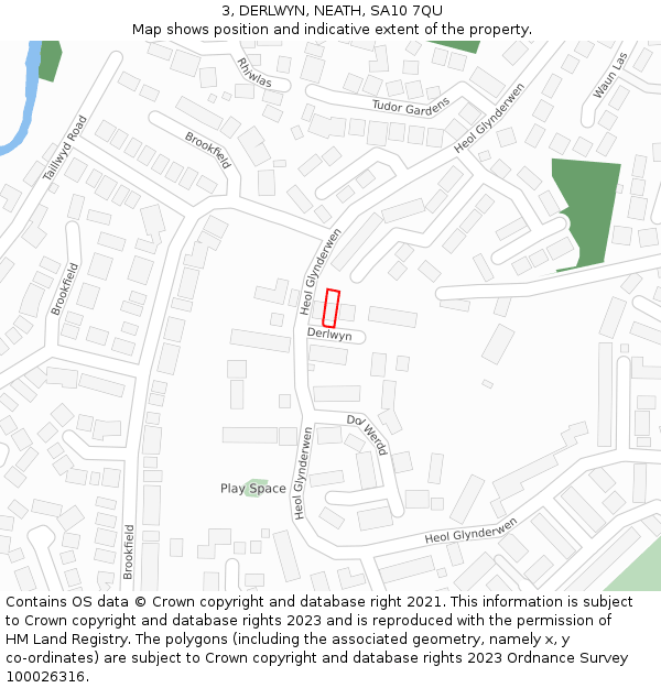3, DERLWYN, NEATH, SA10 7QU: Location map and indicative extent of plot