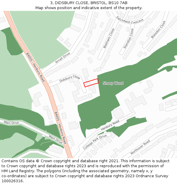 3, DIDSBURY CLOSE, BRISTOL, BS10 7AB: Location map and indicative extent of plot