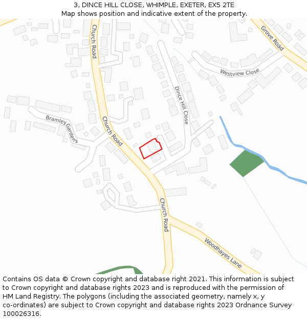 3, DINCE HILL CLOSE, WHIMPLE, EXETER, EX5 2TE: Location map and indicative extent of plot