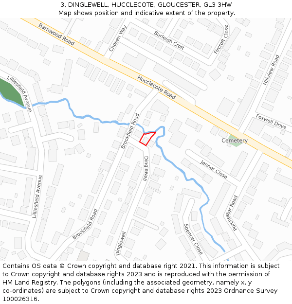 3, DINGLEWELL, HUCCLECOTE, GLOUCESTER, GL3 3HW: Location map and indicative extent of plot