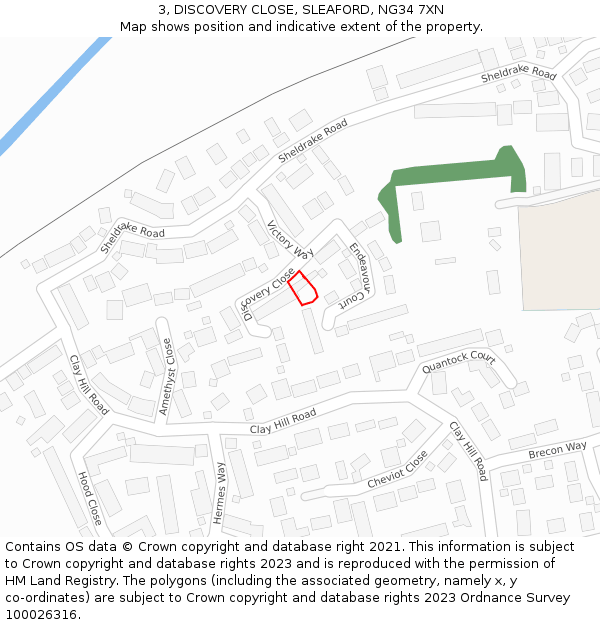 3, DISCOVERY CLOSE, SLEAFORD, NG34 7XN: Location map and indicative extent of plot