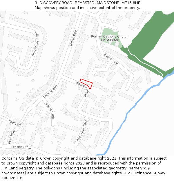 3, DISCOVERY ROAD, BEARSTED, MAIDSTONE, ME15 8HF: Location map and indicative extent of plot