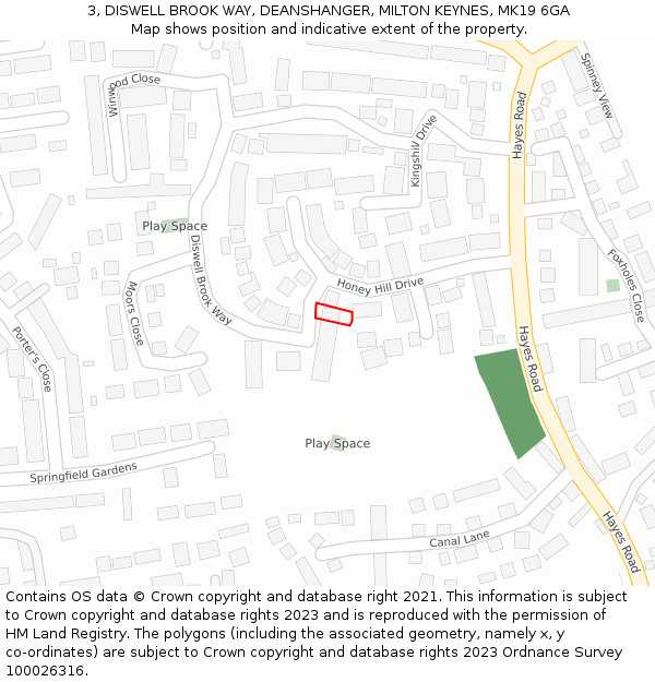 3, DISWELL BROOK WAY, DEANSHANGER, MILTON KEYNES, MK19 6GA: Location map and indicative extent of plot