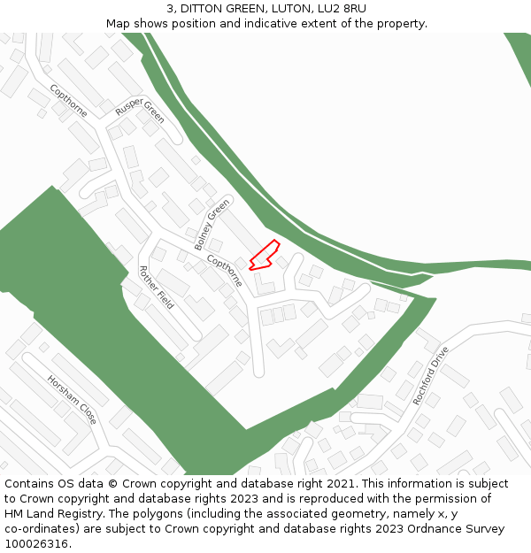 3, DITTON GREEN, LUTON, LU2 8RU: Location map and indicative extent of plot