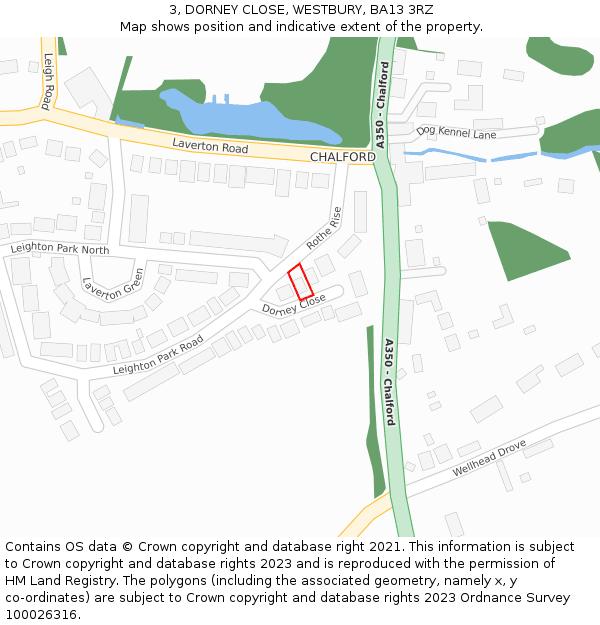 3, DORNEY CLOSE, WESTBURY, BA13 3RZ: Location map and indicative extent of plot