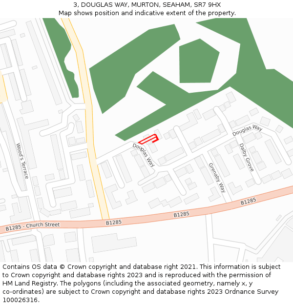 3, DOUGLAS WAY, MURTON, SEAHAM, SR7 9HX: Location map and indicative extent of plot