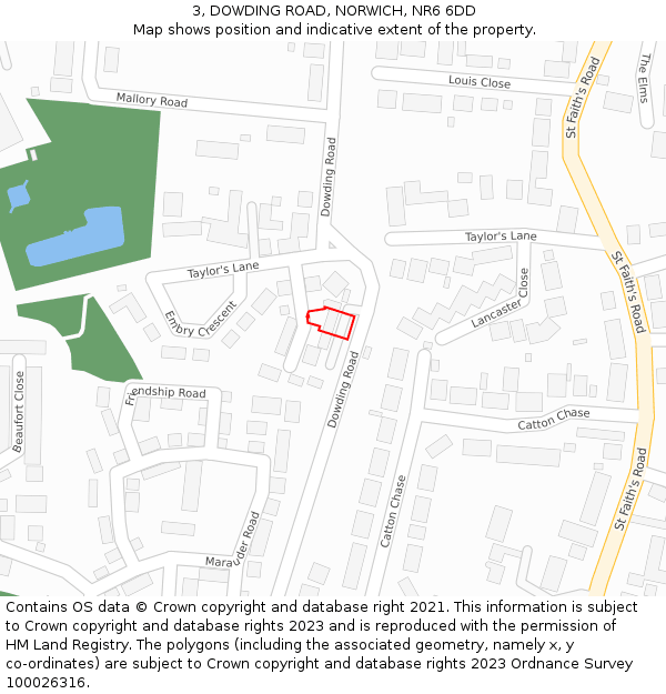 3, DOWDING ROAD, NORWICH, NR6 6DD: Location map and indicative extent of plot