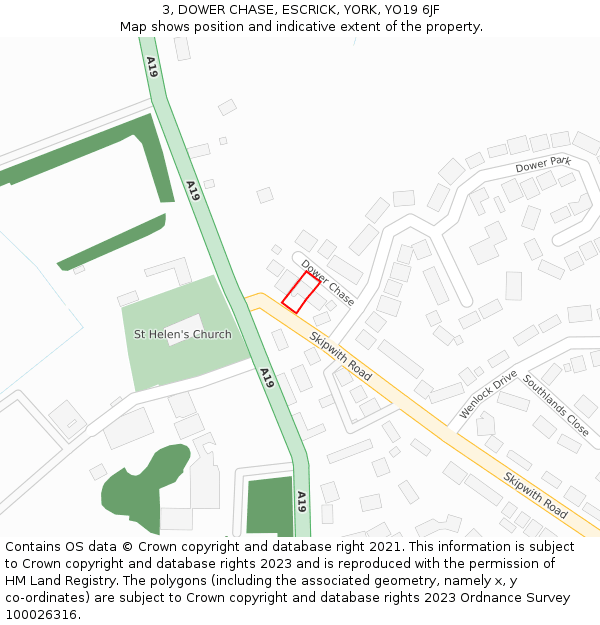 3, DOWER CHASE, ESCRICK, YORK, YO19 6JF: Location map and indicative extent of plot