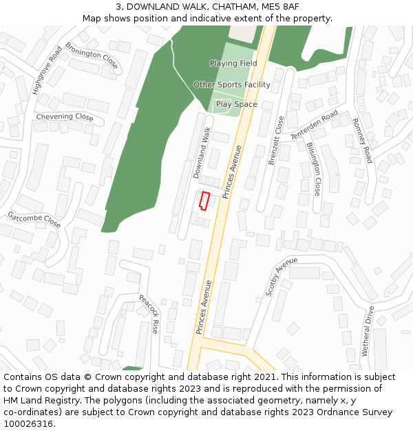 3, DOWNLAND WALK, CHATHAM, ME5 8AF: Location map and indicative extent of plot