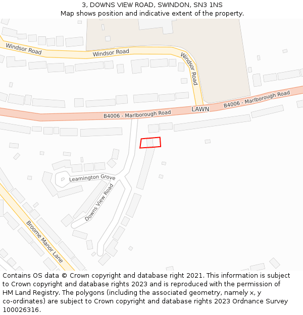 3, DOWNS VIEW ROAD, SWINDON, SN3 1NS: Location map and indicative extent of plot