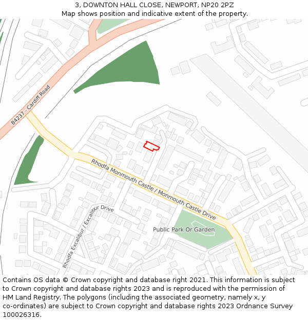 3, DOWNTON HALL CLOSE, NEWPORT, NP20 2PZ: Location map and indicative extent of plot