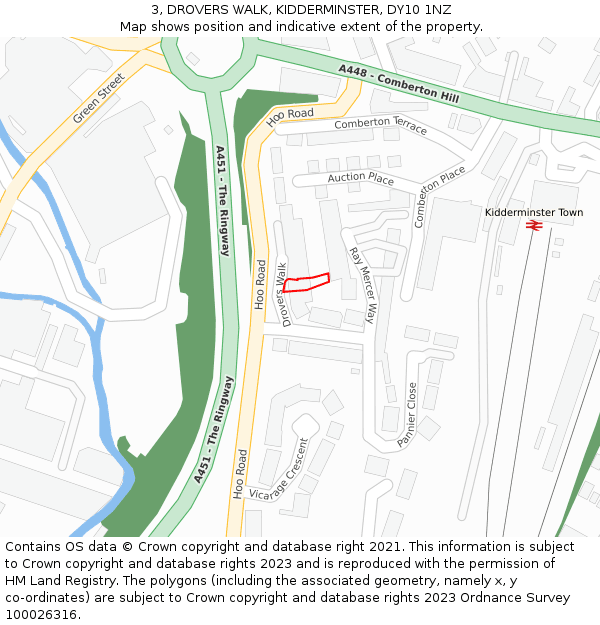 3, DROVERS WALK, KIDDERMINSTER, DY10 1NZ: Location map and indicative extent of plot