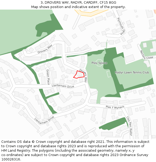 3, DROVERS WAY, RADYR, CARDIFF, CF15 8GG: Location map and indicative extent of plot