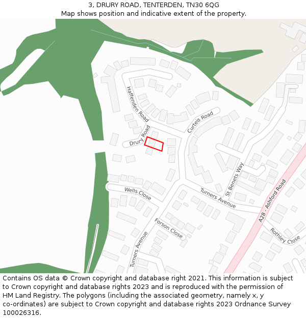 3, DRURY ROAD, TENTERDEN, TN30 6QG: Location map and indicative extent of plot