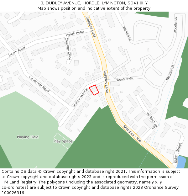 3, DUDLEY AVENUE, HORDLE, LYMINGTON, SO41 0HY: Location map and indicative extent of plot