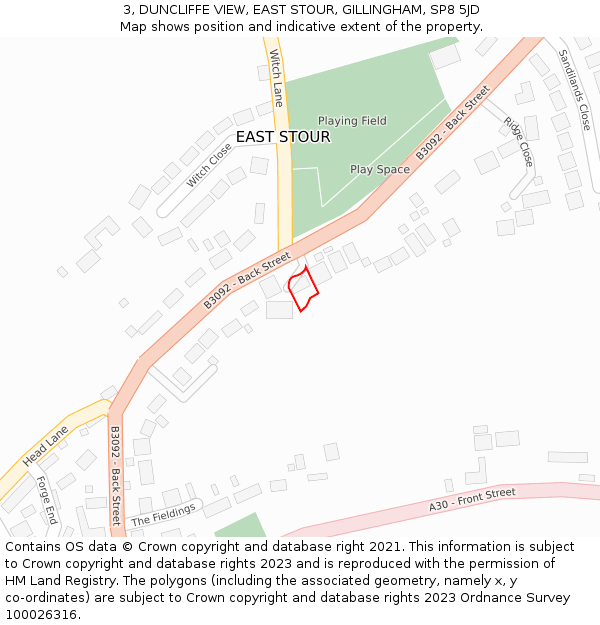 3, DUNCLIFFE VIEW, EAST STOUR, GILLINGHAM, SP8 5JD: Location map and indicative extent of plot