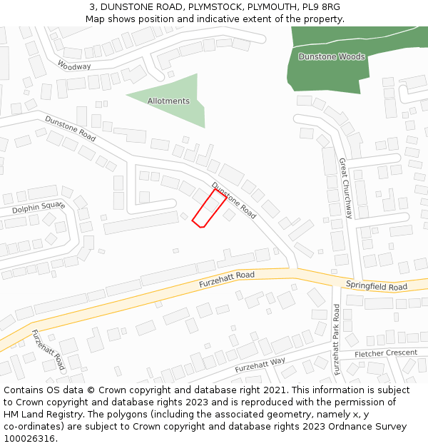 3, DUNSTONE ROAD, PLYMSTOCK, PLYMOUTH, PL9 8RG: Location map and indicative extent of plot