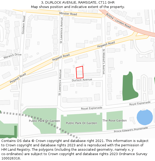 3, DURLOCK AVENUE, RAMSGATE, CT11 0HR: Location map and indicative extent of plot