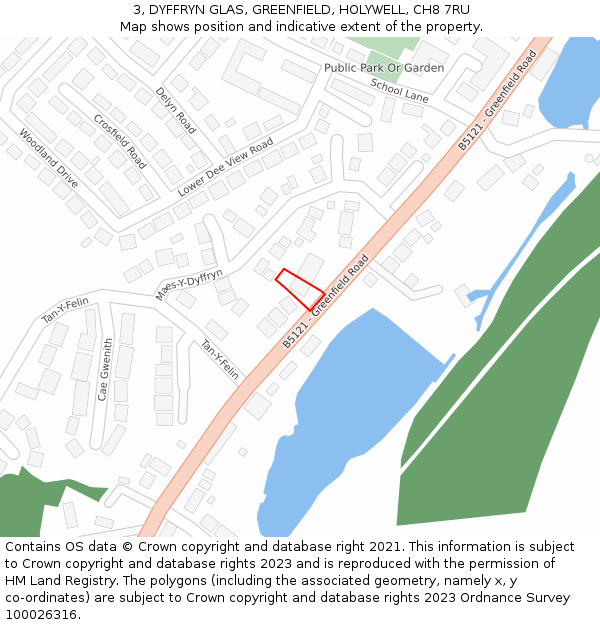 3, DYFFRYN GLAS, GREENFIELD, HOLYWELL, CH8 7RU: Location map and indicative extent of plot