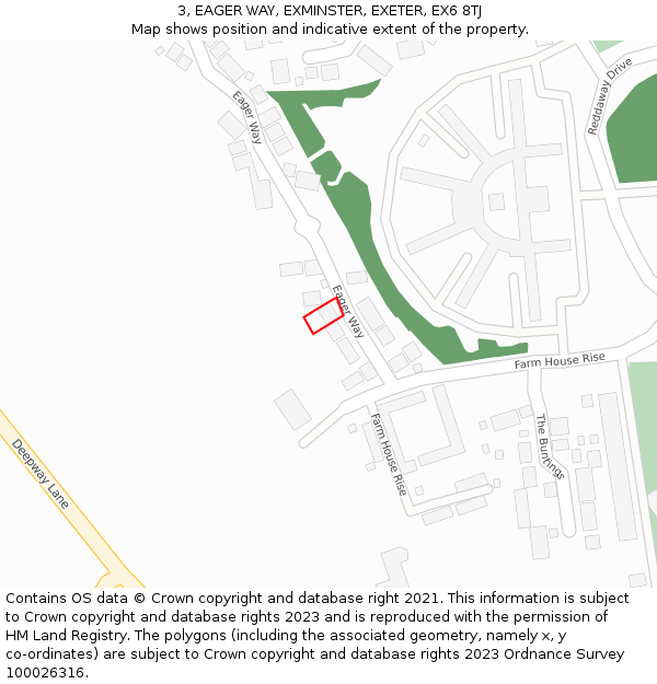 3, EAGER WAY, EXMINSTER, EXETER, EX6 8TJ: Location map and indicative extent of plot