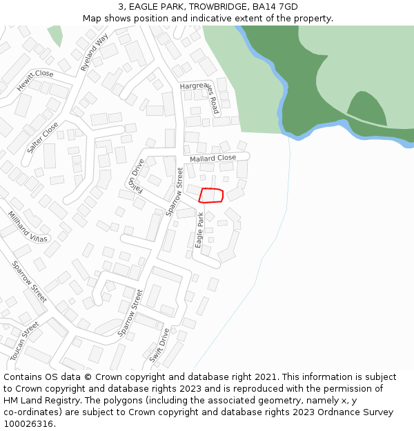 3, EAGLE PARK, TROWBRIDGE, BA14 7GD: Location map and indicative extent of plot