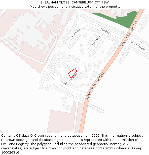 3, EALHAM CLOSE, CANTERBURY, CT4 7BW: Location map and indicative extent of plot