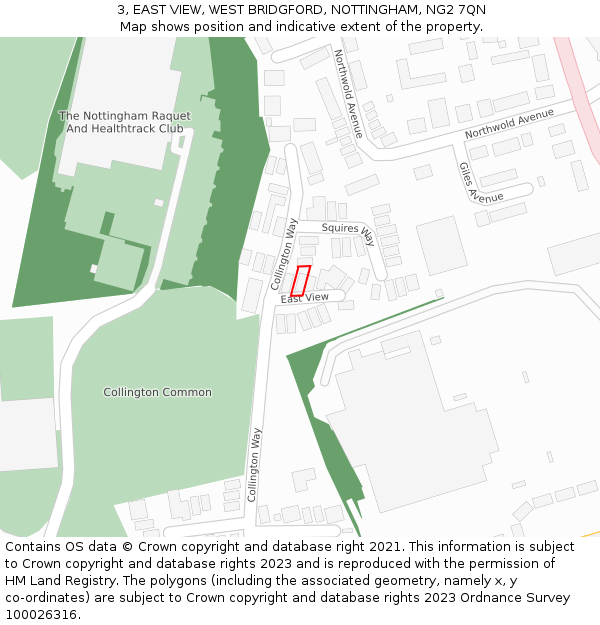 3, EAST VIEW, WEST BRIDGFORD, NOTTINGHAM, NG2 7QN: Location map and indicative extent of plot