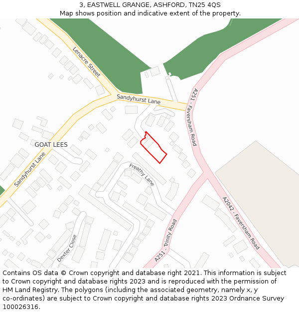 3, EASTWELL GRANGE, ASHFORD, TN25 4QS: Location map and indicative extent of plot