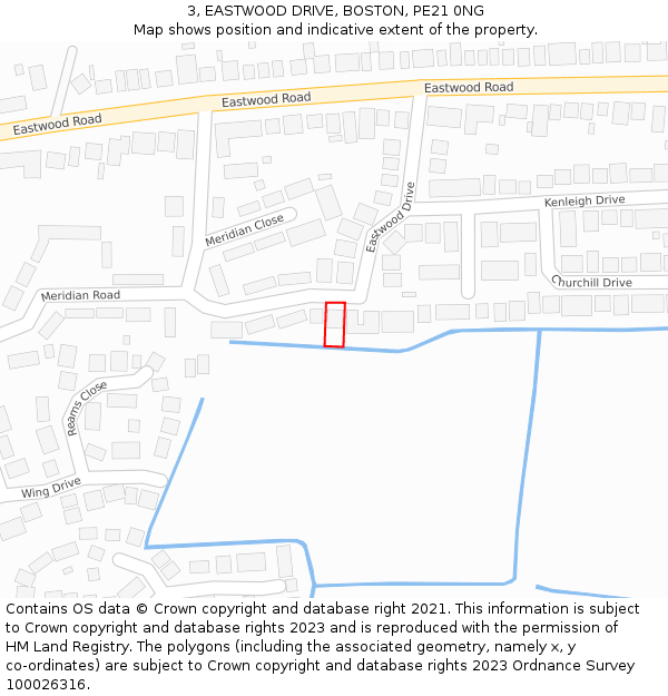 3, EASTWOOD DRIVE, BOSTON, PE21 0NG: Location map and indicative extent of plot