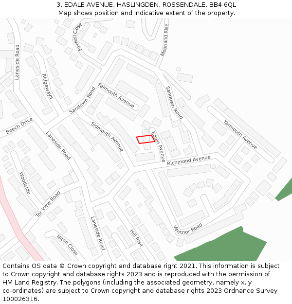 3, EDALE AVENUE, HASLINGDEN, ROSSENDALE, BB4 6QL: Location map and indicative extent of plot
