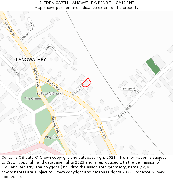 3, EDEN GARTH, LANGWATHBY, PENRITH, CA10 1NT: Location map and indicative extent of plot