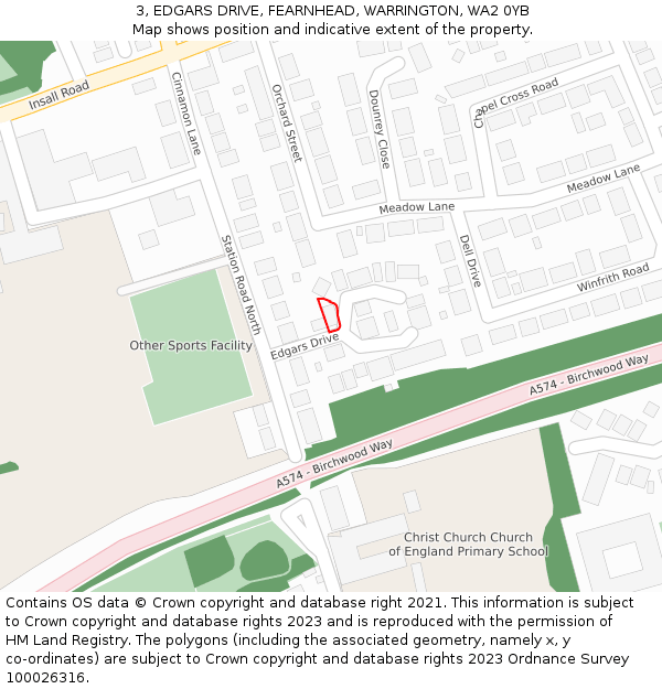 3, EDGARS DRIVE, FEARNHEAD, WARRINGTON, WA2 0YB: Location map and indicative extent of plot