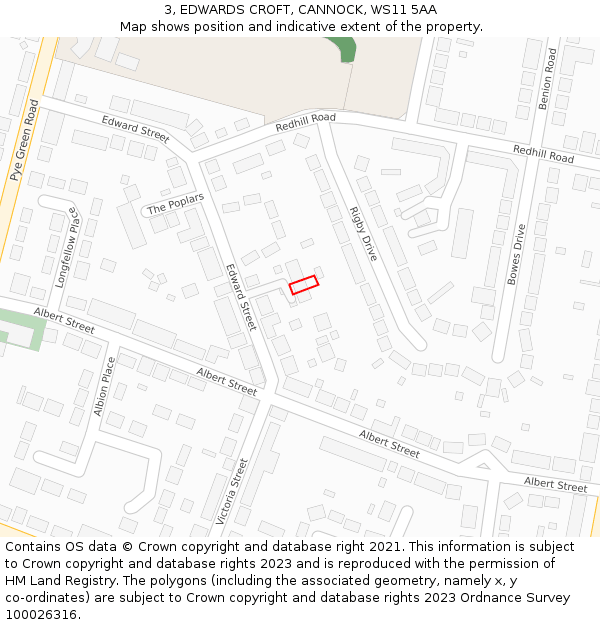 3, EDWARDS CROFT, CANNOCK, WS11 5AA: Location map and indicative extent of plot