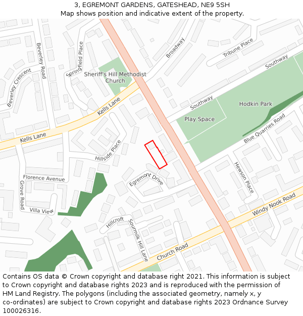 3, EGREMONT GARDENS, GATESHEAD, NE9 5SH: Location map and indicative extent of plot