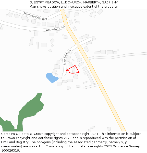 3, EGYPT MEADOW, LUDCHURCH, NARBERTH, SA67 8HY: Location map and indicative extent of plot