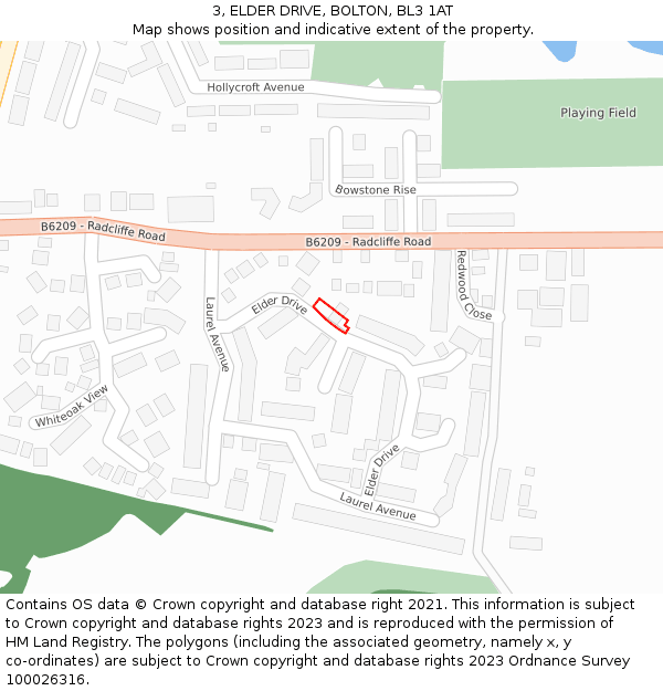 3, ELDER DRIVE, BOLTON, BL3 1AT: Location map and indicative extent of plot
