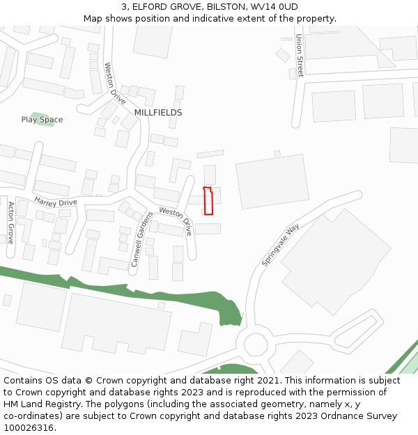 3, ELFORD GROVE, BILSTON, WV14 0UD: Location map and indicative extent of plot