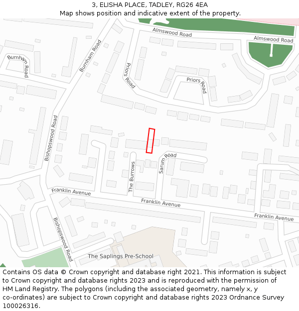 3, ELISHA PLACE, TADLEY, RG26 4EA: Location map and indicative extent of plot