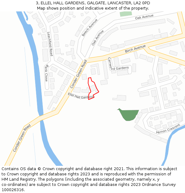 3, ELLEL HALL GARDENS, GALGATE, LANCASTER, LA2 0PD: Location map and indicative extent of plot