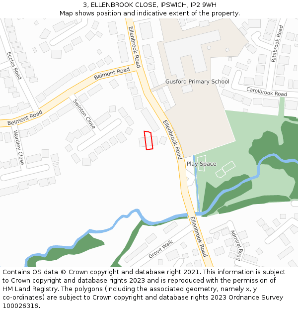 3, ELLENBROOK CLOSE, IPSWICH, IP2 9WH: Location map and indicative extent of plot